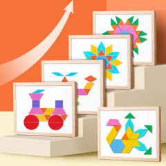 Magnetic tangram, geometric building blocks, children's puzzles, magnetic toys