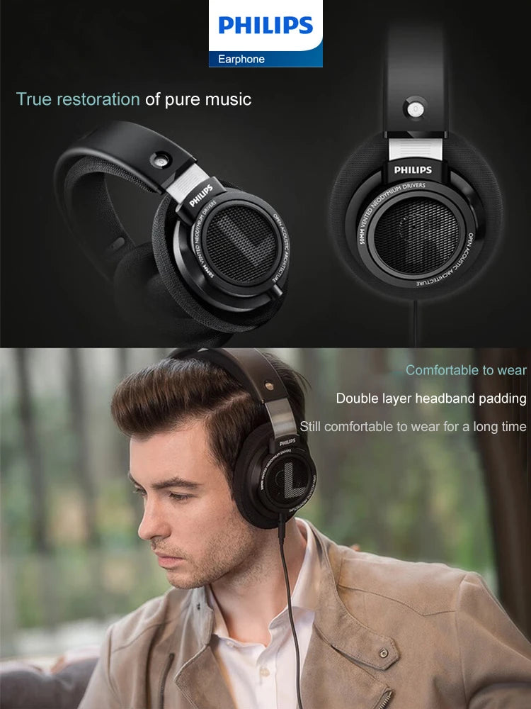 Philips SHP9500 Headphone HiFi Stereo Wired Earphone Computer Online Learning Earbuds Esports