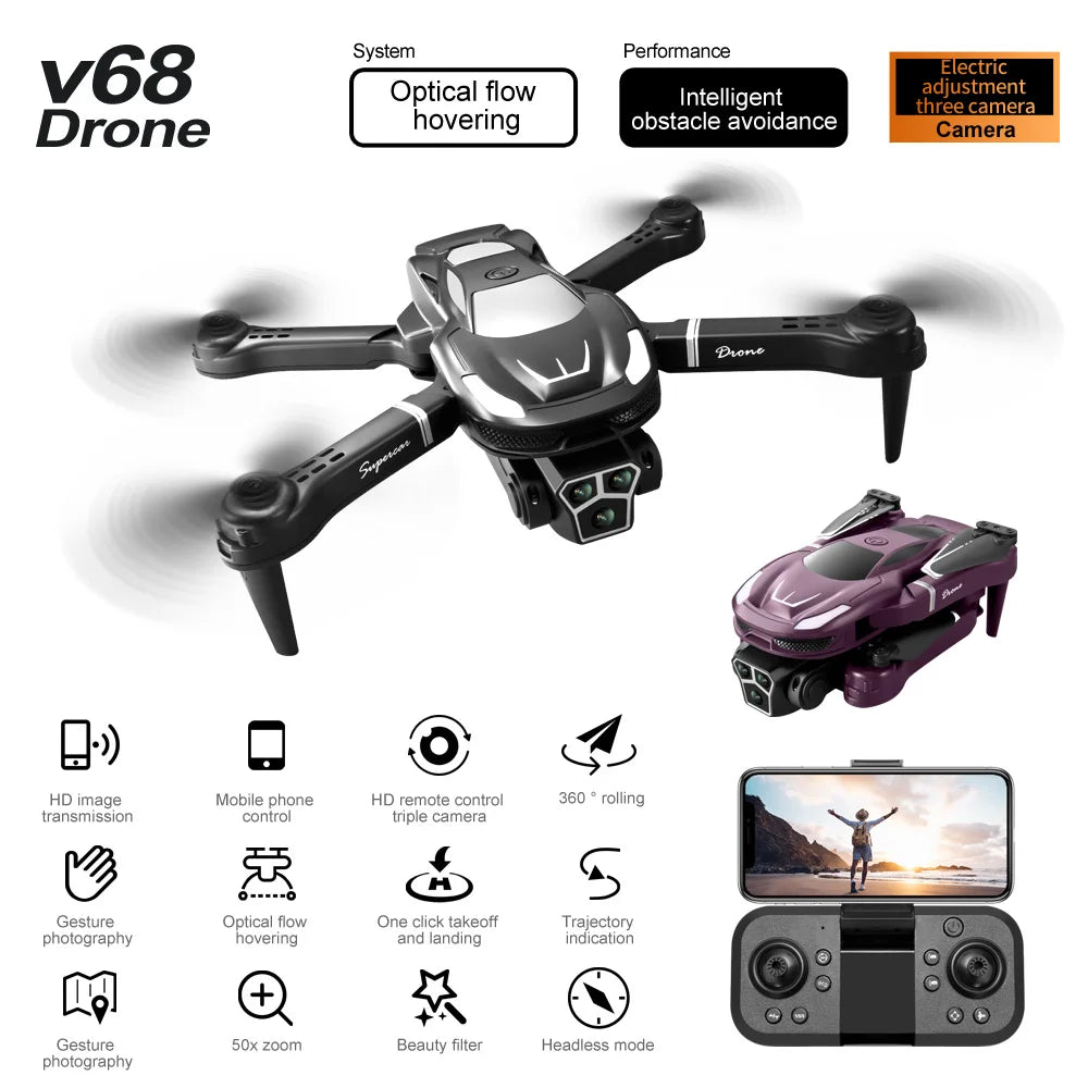 professional drone three-camera 8K high-definition aviation obstacle avoidance four-axis children's toy helicopter