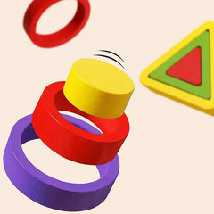 Wooden Montessori Geometric Shape Pegged Puzzle Block