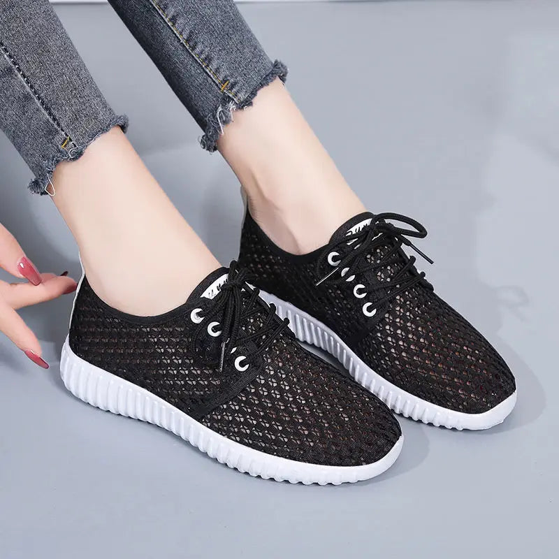 Breathable Mesh Shoes Ladies Summer Hollow Out Sports Casual Shoes