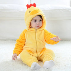 Infant Toddler Yellow Chick Costume Kigurumi for Baby Boys Girls Bodysuit Jumpsuit Onesie Flannel Comfortable