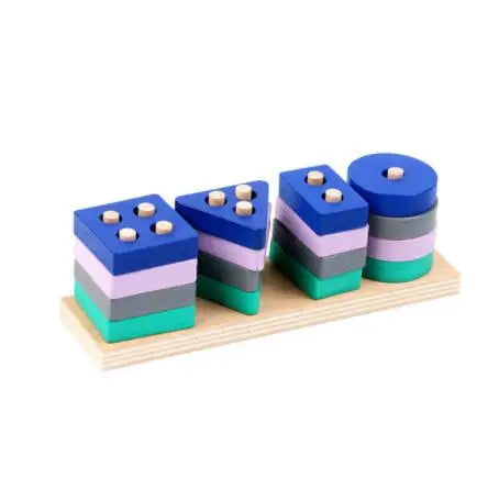 Montessori Kids Wooden Shape Toy Building Blocks Early Learning Educational Toys