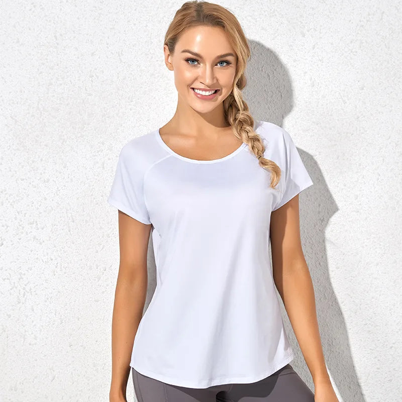 Mesh Loose Sports T-shirt Women Quick Dry Breathable Yoga Shirts