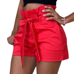 Women's High Waist Shorts Pure Color Loose Casual Shorts Pants