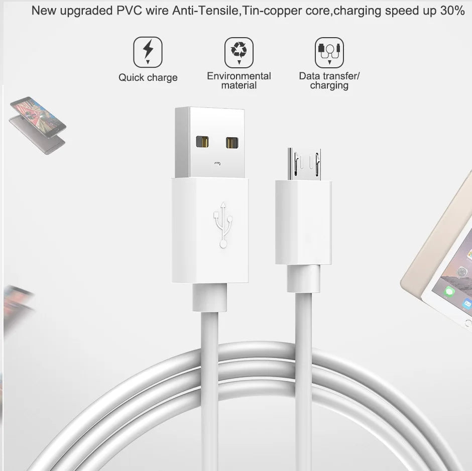 USB Micro Cable 3A Fast Charge Data Cable for Samsung Xiaomi Tablet Android Mobile Phone