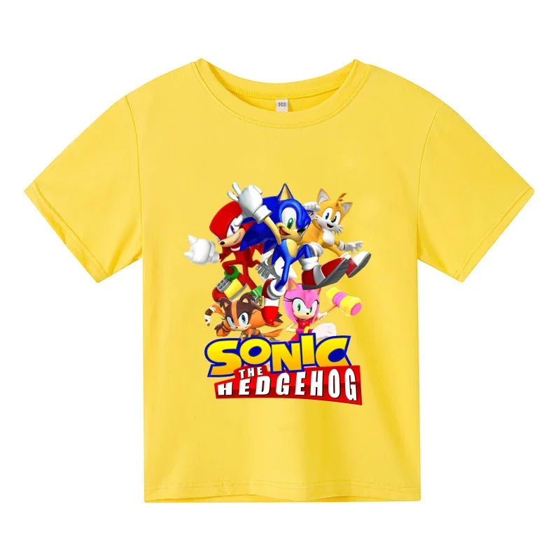 New Cartoon Cute Clothes Summer Kids Boys Sonic 2 T-shirt Printed short sleeve Baby Girls T-shirt Sonic Cotton Short Sleeve