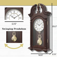 Pendulum Wall Clock Battery Operated - Hanging Grandfather Wall Clock