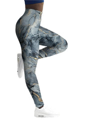 Women Leggings Marble Gradient Art Printed Legging Sports Yoga Pants