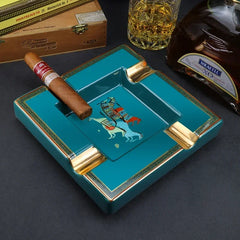 Cohiba Cigar Ashtray Large Ceramic 4 Slot Tray Creative Luxury Cigar Ashtray Desk Office Ashtray Smoking Accessories