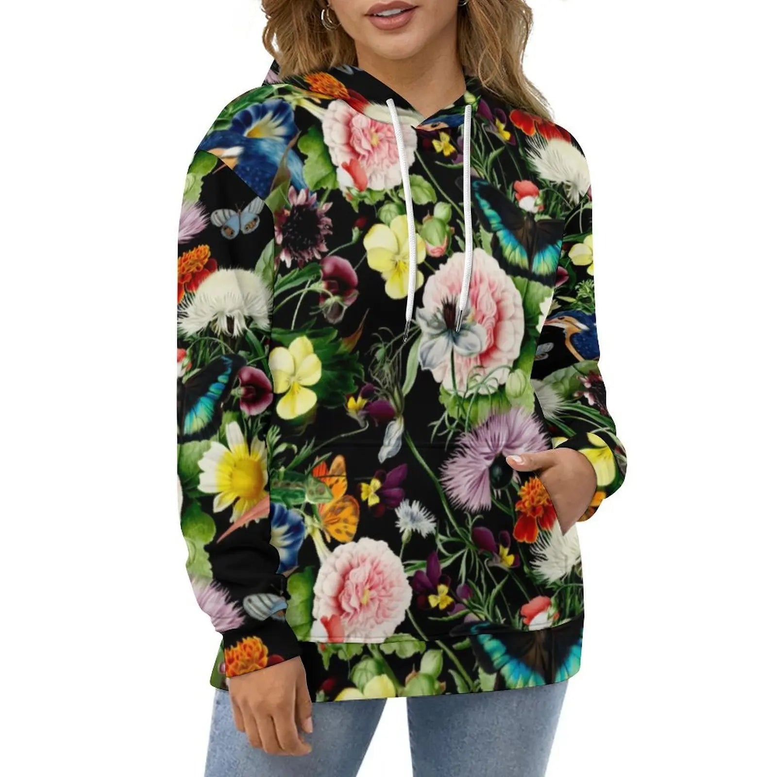 Hawaiian Hibiscus Flower Hoodies Tropical Floral Print Hip Hop Casual Hoodie