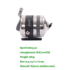 Fishing Reels BL25 Stainless Steel Metal Wheel for Slingshot Shooting Outdoor Hunting Slingshot Fishing Reel Closed