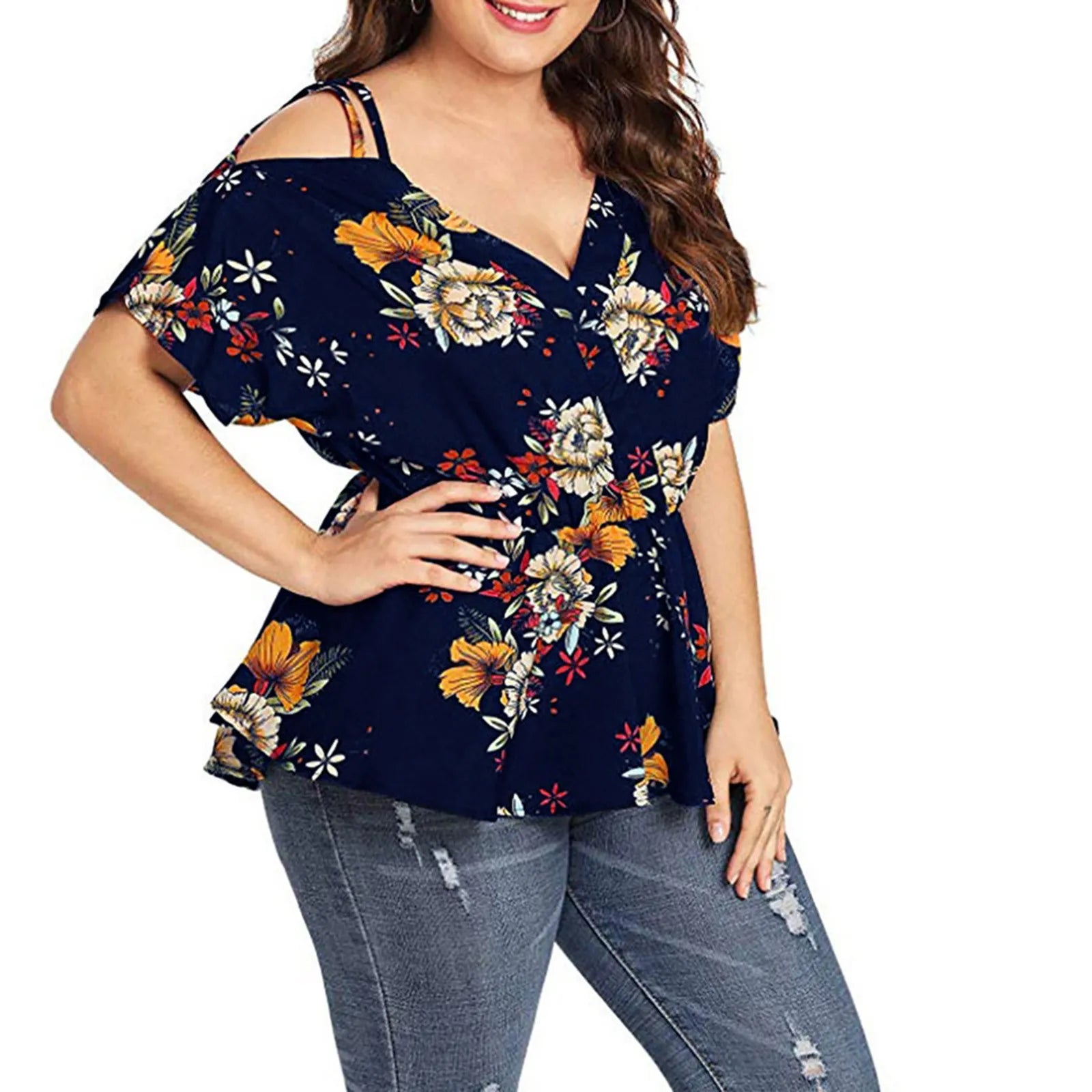 Women Floral Print Tops And Blouses Sexy Off Shoulder Tunic Shirt