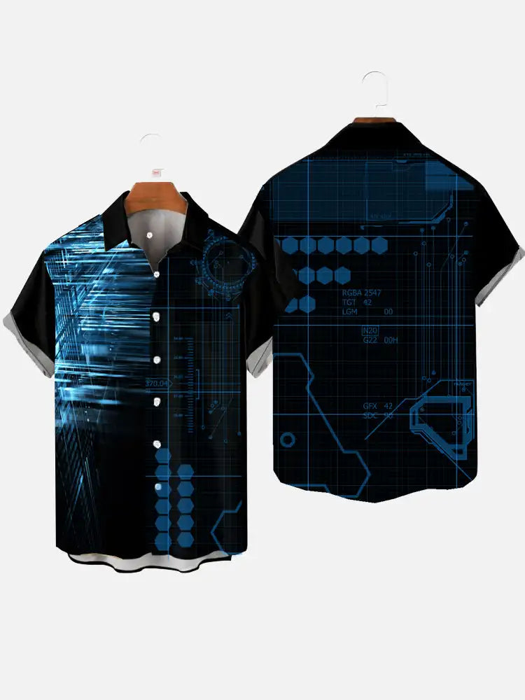 Men Summer Poker Symbol Stripe Print Shirt Casual Beach Short Sleeve Clothing Male Button Lapel Collar Shirt