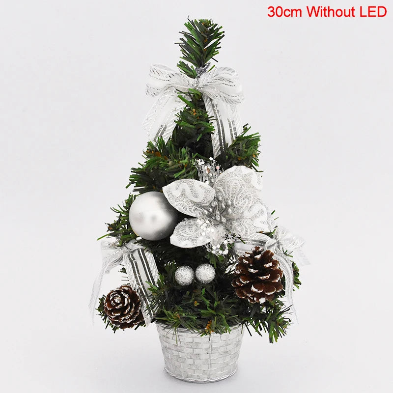 Christmas Tree Table Ornament with LED Light Balls 2023 Christmas Decoration for Home 2024 New Year Gift Mini