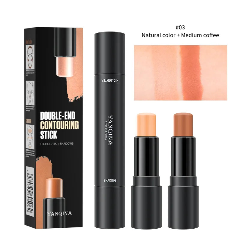 Double-headed Contour Stick Face Brown Bronzer Foundation Make Up Pen  Smooth Contour Shadow Highlight Concealer Cosmetics