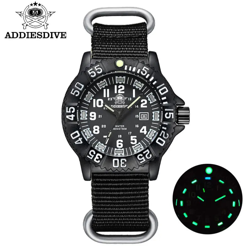 Men's Sports Watch Military Luxury Rotating Bezel Luminous Watch NATO Nylon Strap 50m Waterproof Quartz Dive Watch