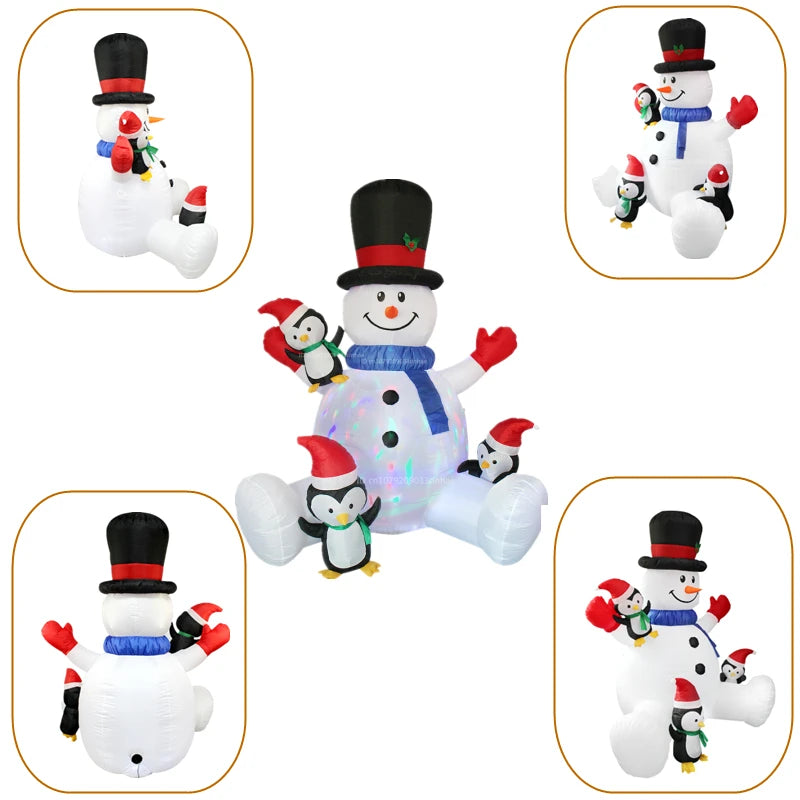 Christmas Inflatables Sitting Snowman Penguin Outdoor Model with LED Lights Indoor Outdoor Carnival Xmas Decorations