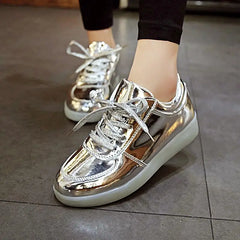 Led shoes men Casual  Light Up Shoes lover Luminous Gold Silver