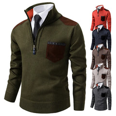 Pullover Men Sweater Cashmere Thick Polo Shirts Korean Half Zipper Cold Blouse Stand Collar Autumn Winter Outerwear Luxury Cloth