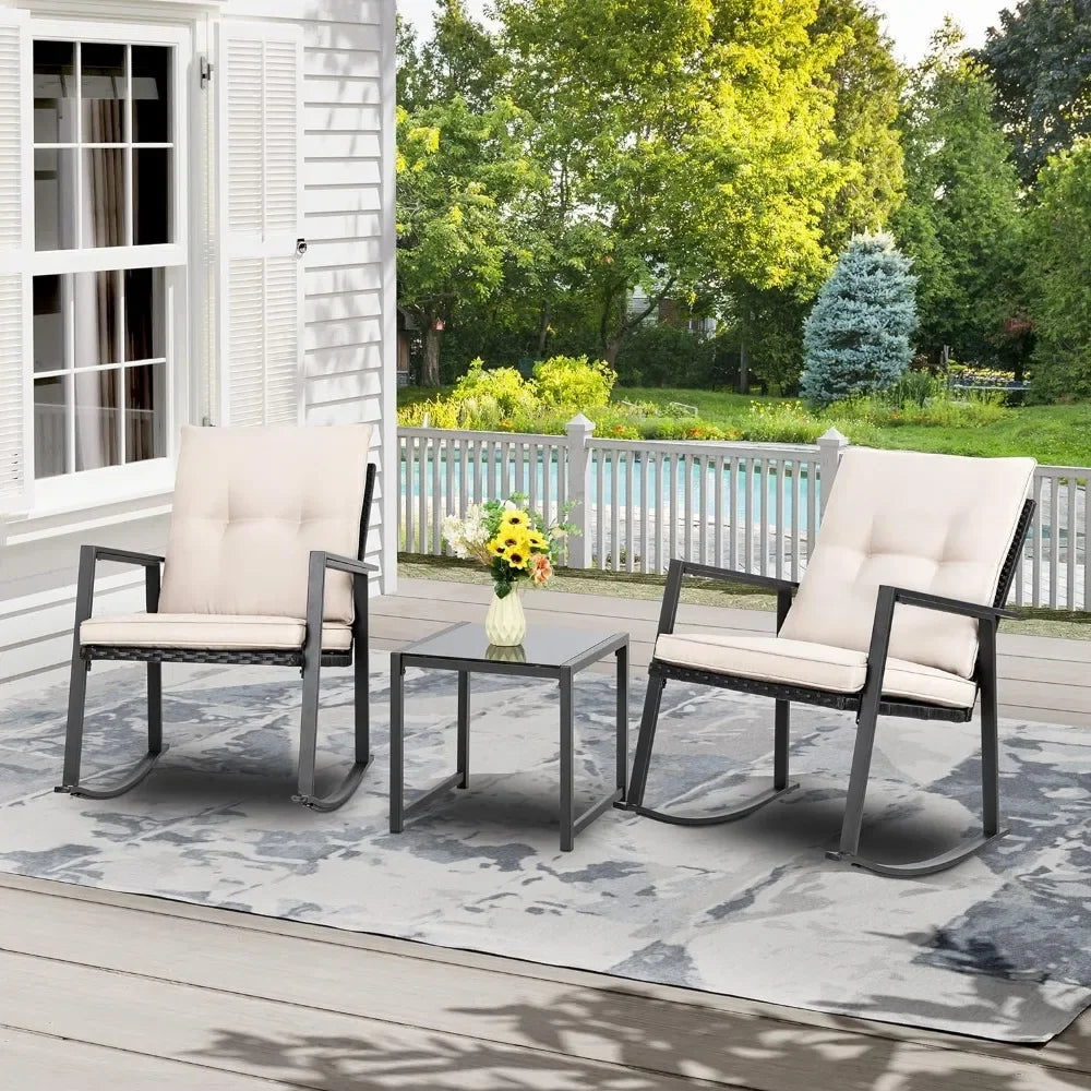 Wicker Rocking Chair Outdoor Bistro Sets With Coffee Table