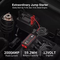 Power Bank  2000A Jump Starter Portable Charger Car Booster