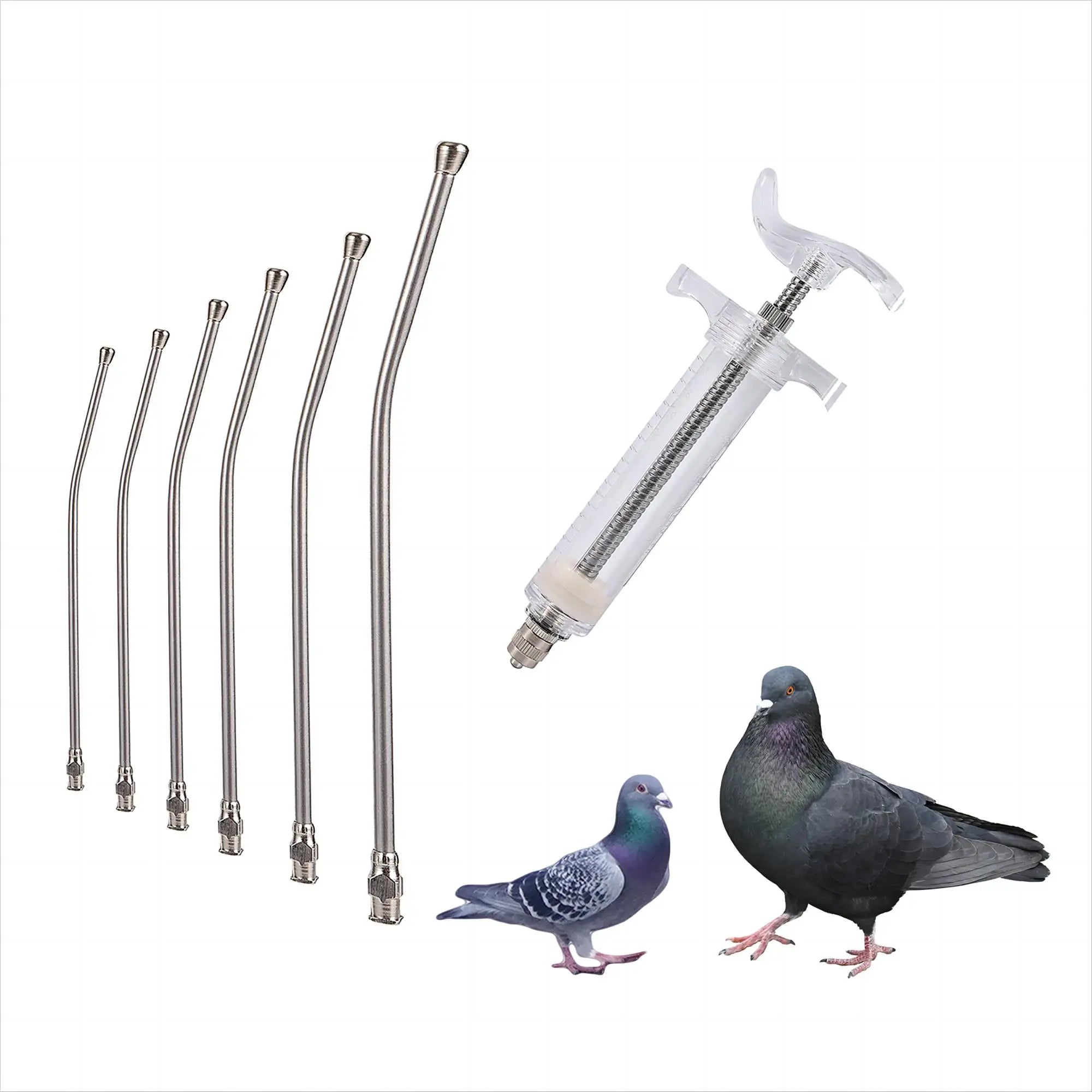 1Pc Bird Feeder Parrot Feeding Syringe With 6 Curved Tubes Nestling Manual Feeding Syringe Pigeon Parakeet Pet Bird Feeding Tool