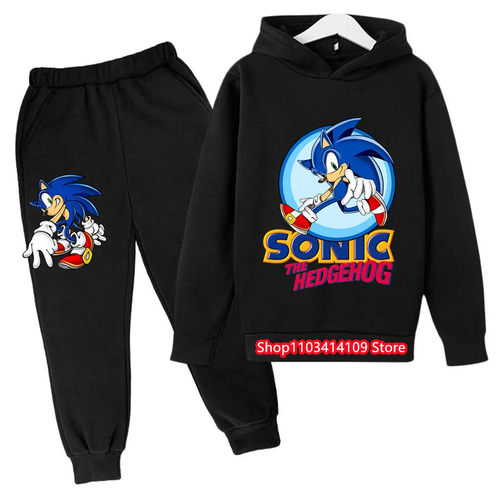 Kids Sonics Hoodies Sets Children Cotton Autumn And Spring Long Sleeve Sweatshirts Trousers 2pcs Costume Outfits