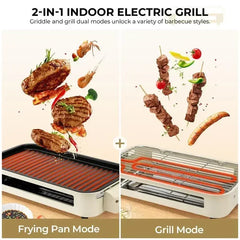 Pukomc Indoor Smokeless Grill, Non-Stick Cooking Removable Plate, Portable Electric BBQ Grill