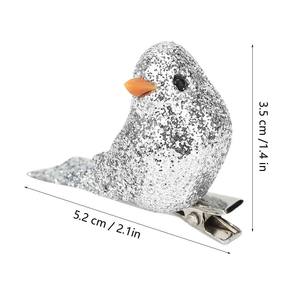 Silver Artificial Bird Simulation Decor Garden Home Decoration Prop