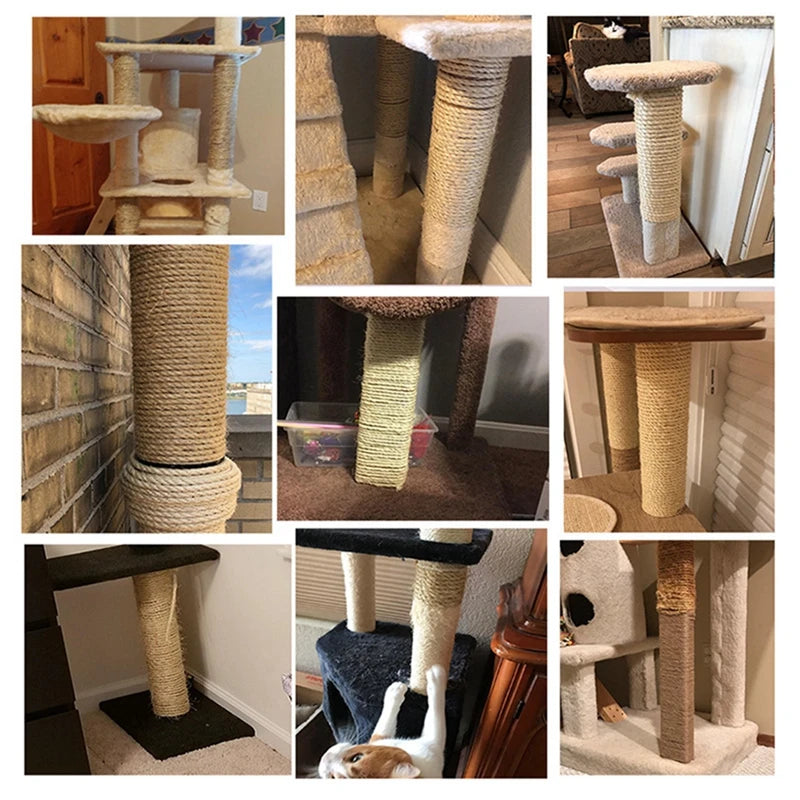 2/5M Cat Scratcher Rope DIY Natural Sisal Rope Toy Cats Paw Claw Furniture Protector Cat Tree Tower Climbing Frame Binding Rope