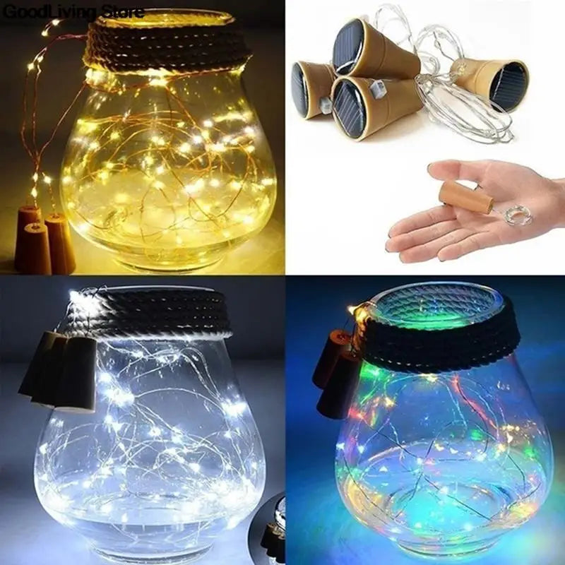 Solar Energy Cork Wine Bottle Lights LED Strings Copper Wire Colorful Fairy Lights String