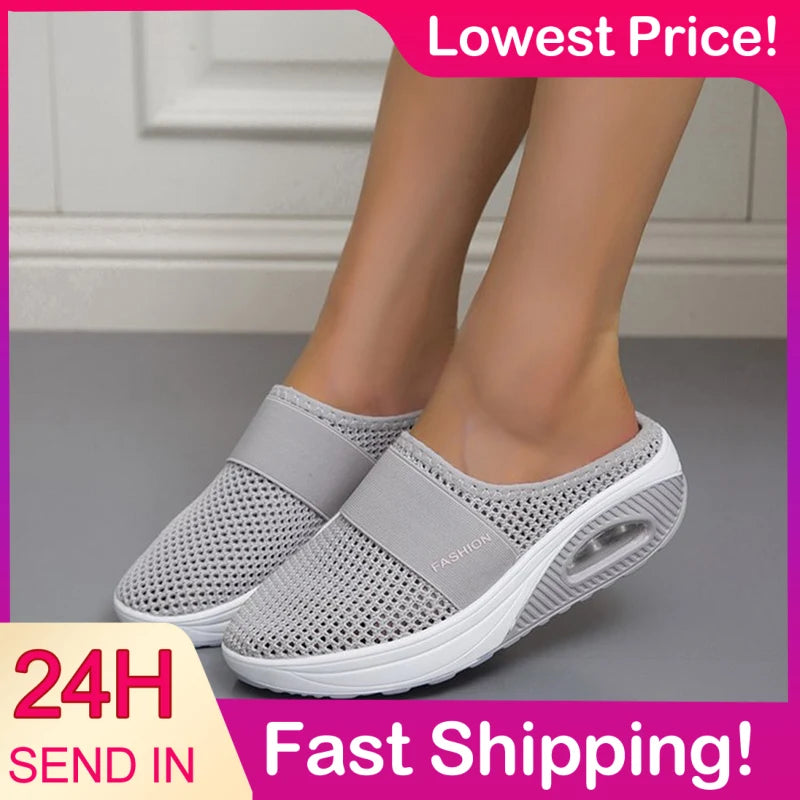 Ladies Walking Shoes Air Cushion Slip-On Orthopedic Slippers