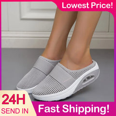 Ladies Walking Shoes Air Cushion Slip-On Orthopedic Slippers