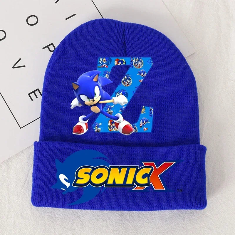 Sonics Children's Letter A-Z Knitted Hat Soft Warmth Boys Autumn Winter Kids Toddler Crochet Cap Outdoor Sport Cute Beanies Hats