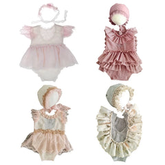 2Pcs/Set Baby Hat+Romper Jumpsuit Newborn Photography Props Infants Photo  Costume Outfits