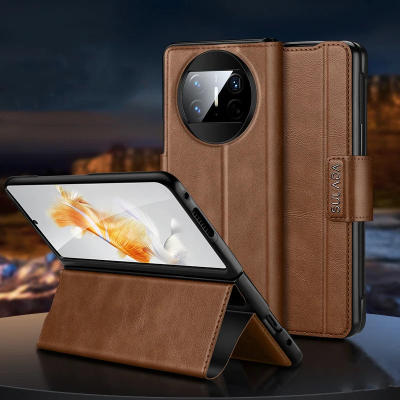 Luxury Leather Magnetic Positioning Phone Cover for Huawei Mate X3 X2 Case Shockproof Full Screen Protection Kickstand