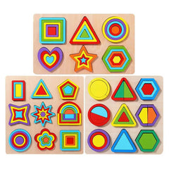 Wooden Montessori Geometric Shape Pegged Puzzle Block