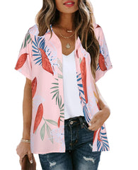 Bohemian Beach Holiday Shirt & Blouse Women Fashion Short Sleeve Button Shirts