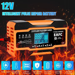 240W 12V 12A Charge for Car Batteries 7-Stage Charging Pulse Repair for AGM GEL WET Lead Acid LCD Display