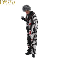 Adult Evil Clown circus Cosplay Halloween Costume Vintage Men's Bloody Killer Clown Carnival Easter Fancy Dress