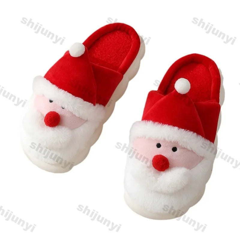 Christmas Slippers Winter Indoor Santa Claus Cotton Slippers Men/women