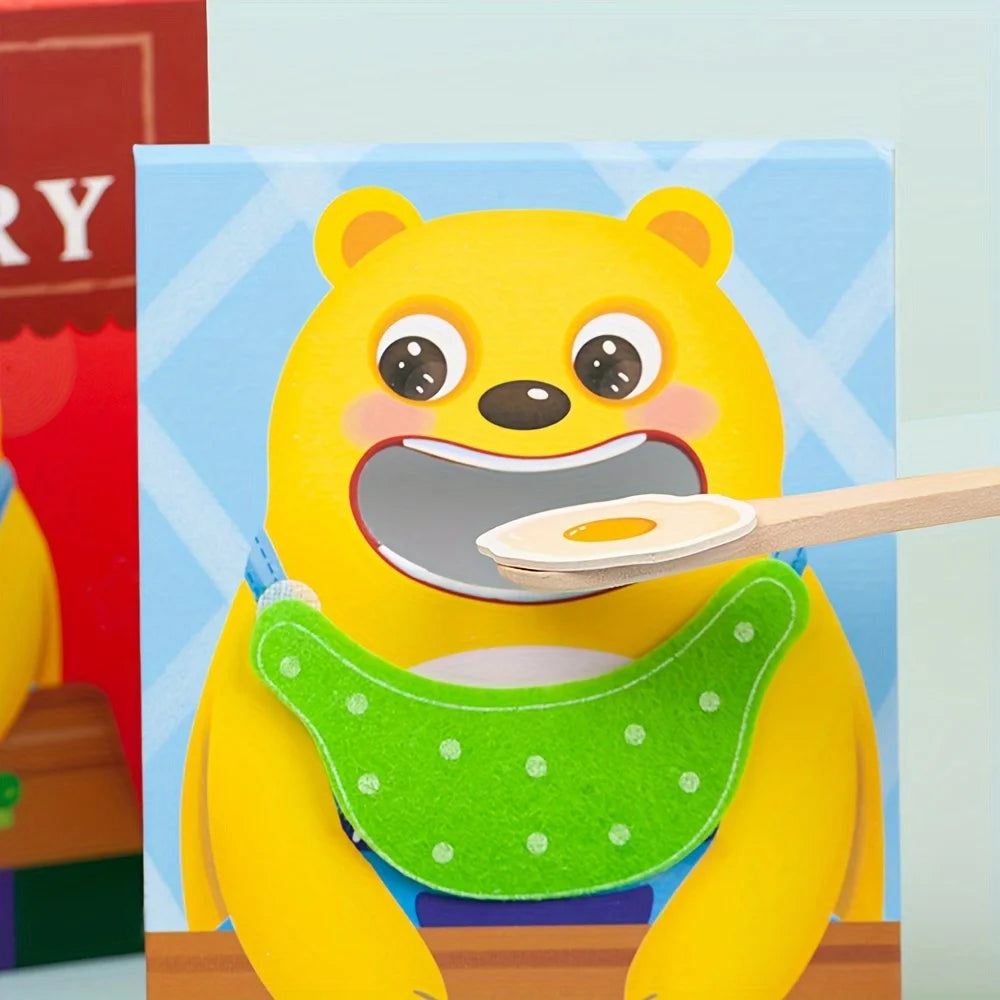 Delightful Bear Feeding Toy - Develops Fine Motor Skills, Hand-Eye Coordination - Desktop Puzzle Game