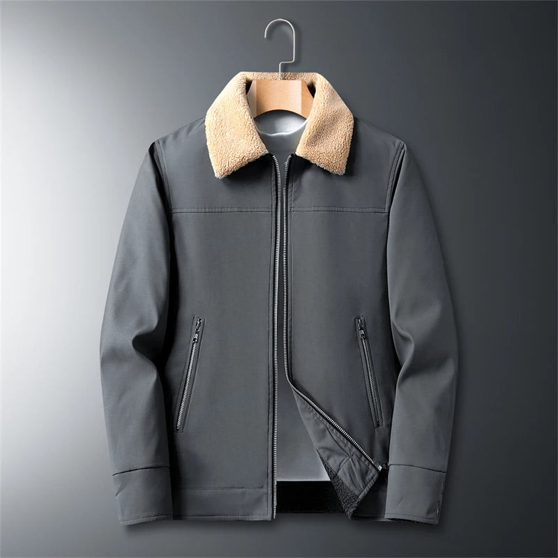 Winter Men Warm Fleece Windproof Casual Lapel Jacket Parka Coat Male Formal Business Windbreaker Outdoor Overcoat Jacket Top 5XL