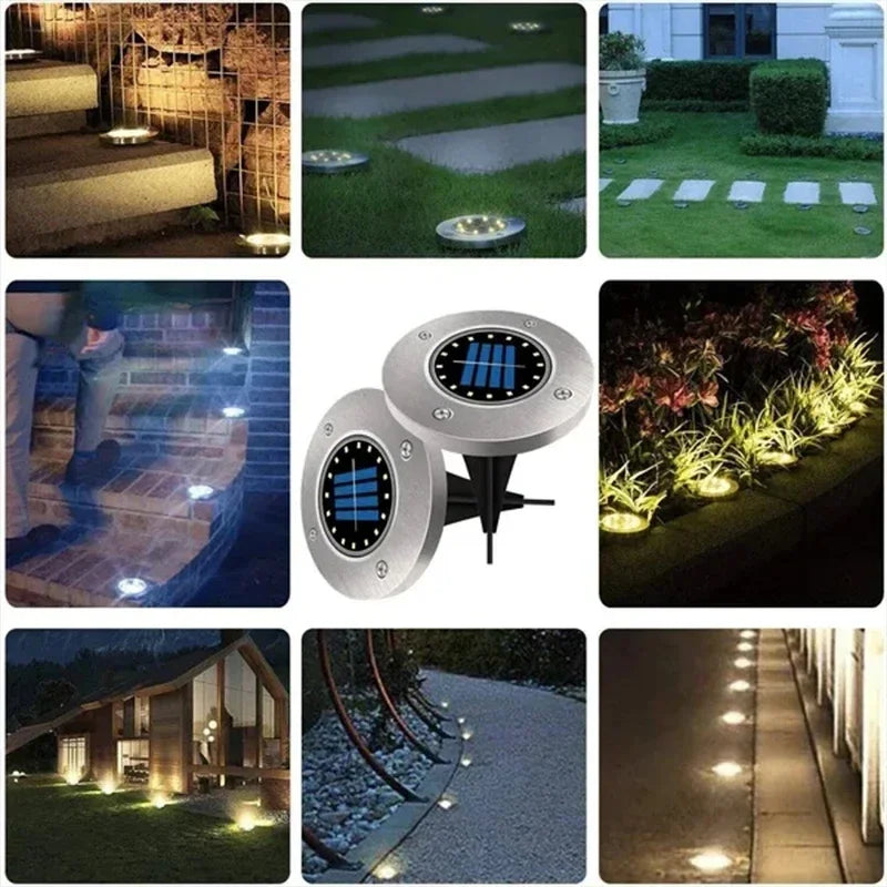 LED Outdoor Solar Power Disk Light Outdoor Garden