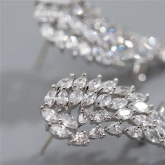 Bling Bling Wing Shaped Stud Earrings for Women Full CZ Dazzling Lady's Engagement Wedding Party Fashion