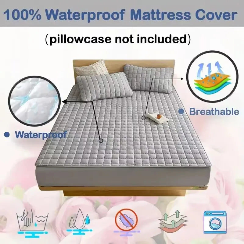 Waterproof Quilted Mattress Pad Protector Anti-mite Anti-bacterial Mattress Cover