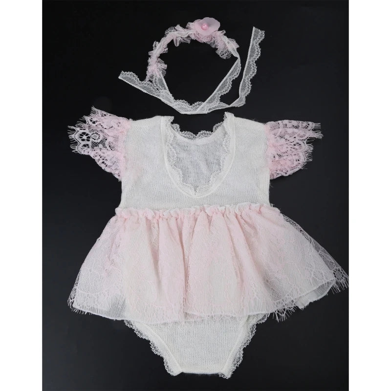 2Pcs/Set Baby Hat+Romper Jumpsuit Newborn Photography Props Infants Photo  Costume Outfits