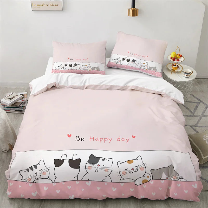 Cute Cartoon Animals Pink Toddler Bedding Set