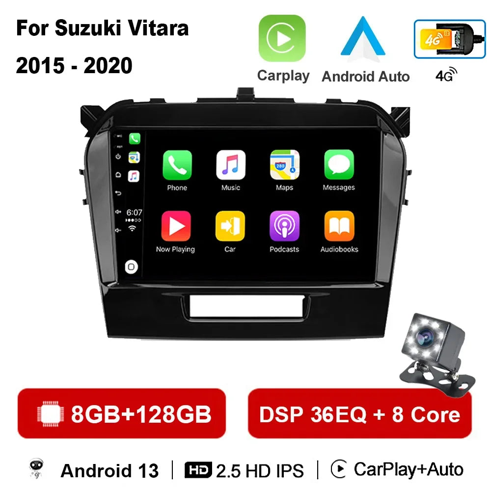 DSP 8 Core Android 13 Multimedia DVD Player For Suzuki Vitara 2017 2018 2019 2020 Autoradio GPS Navigation Car Radio Stereo